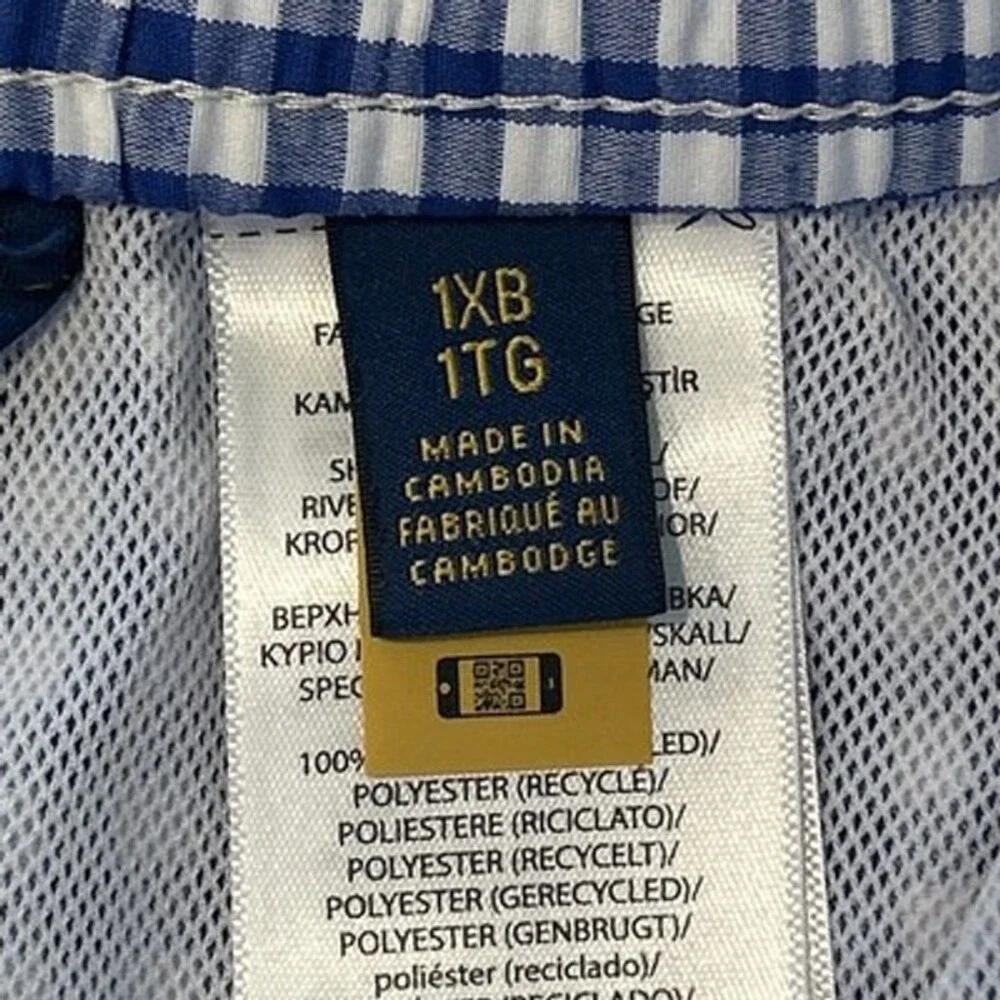 NWT Polo Ralph Lauren Traveler Swim Shorts Men 1XB Blue White Gingham 6